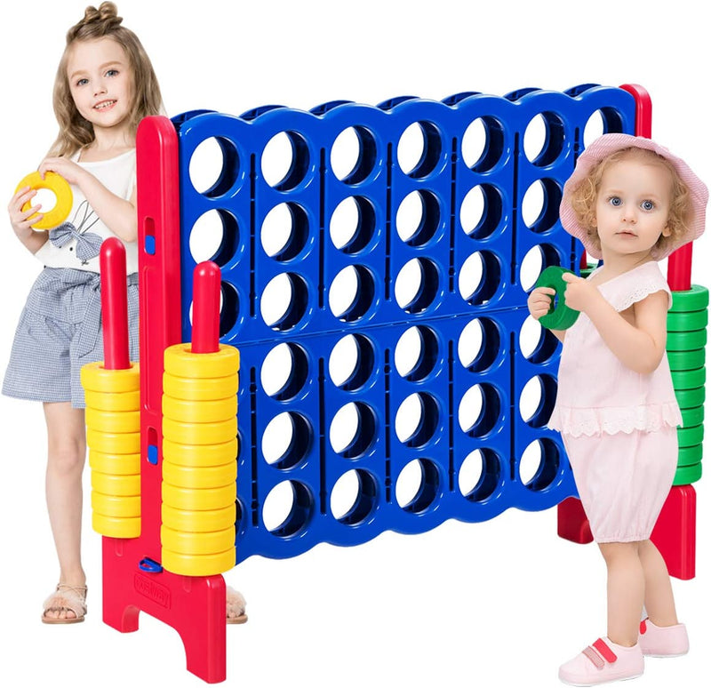 Jumbo 4-to-Score Giant Puzzle Game Set with 42 Jumbo Rings and Quick-Release Slider for Kids and Adults