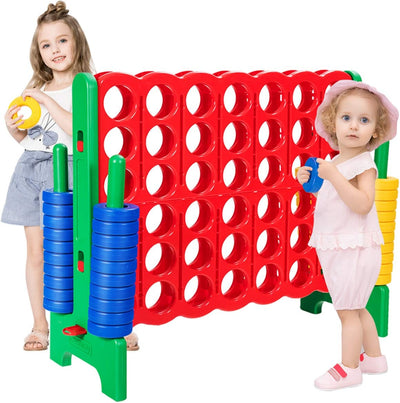 Jumbo 4-to-Score Giant Puzzle Game Set with 42 Jumbo Rings and Quick-Release Slider for Kids and Adults