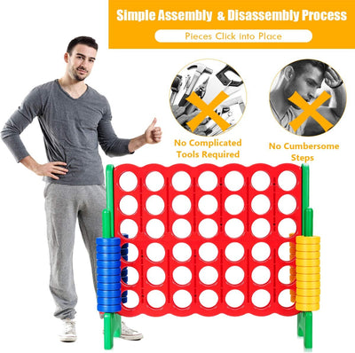 Jumbo 4-to-Score Giant Puzzle Game Set with 42 Jumbo Rings and Quick-Release Slider for Kids and Adults