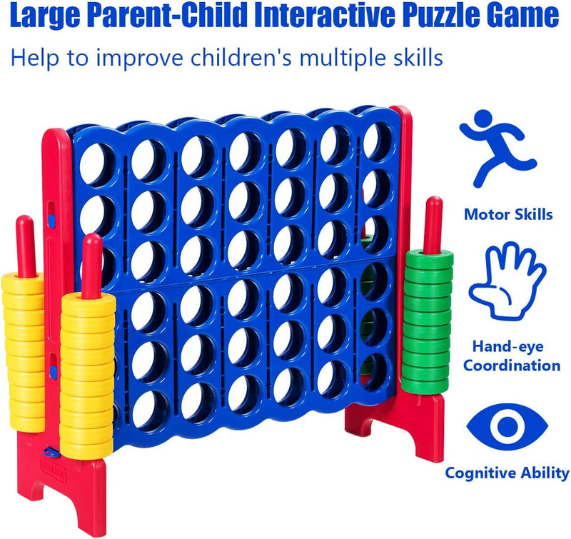 Jumbo 4-to-Score Giant Puzzle Game Set with 42 Jumbo Rings and Quick-Release Slider for Kids and Adults