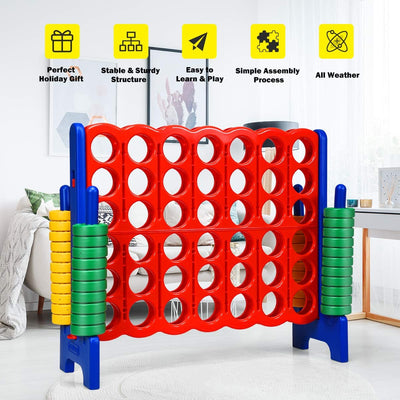 Jumbo 4-to-Score Giant Puzzle Game Set with 42 Jumbo Rings and Quick-Release Slider for Kids and Adults