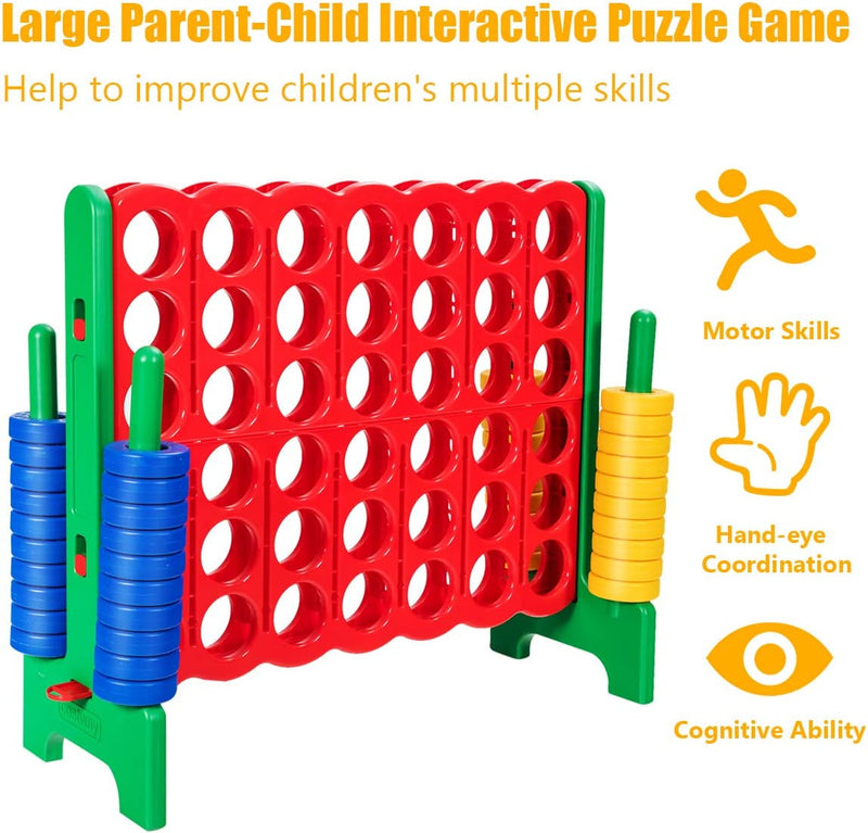 Jumbo 4-to-Score Giant Puzzle Game Set with 42 Jumbo Rings and Quick-Release Slider for Kids and Adults