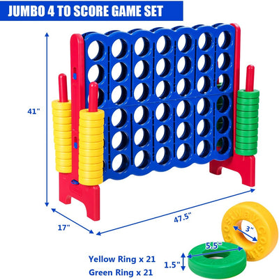 Jumbo 4-to-Score Giant Puzzle Game Set with 42 Jumbo Rings and Quick-Release Slider for Kids and Adults