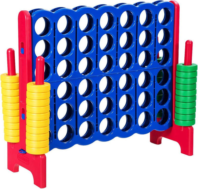 Jumbo 4-to-Score Giant Puzzle Game Set with 42 Jumbo Rings and Quick-Release Slider for Kids and Adults