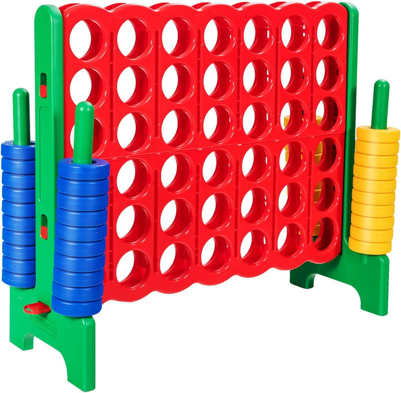 Jumbo 4-to-Score Giant Puzzle Game Set with 42 Jumbo Rings and Quick-Release Slider for Kids and Adults