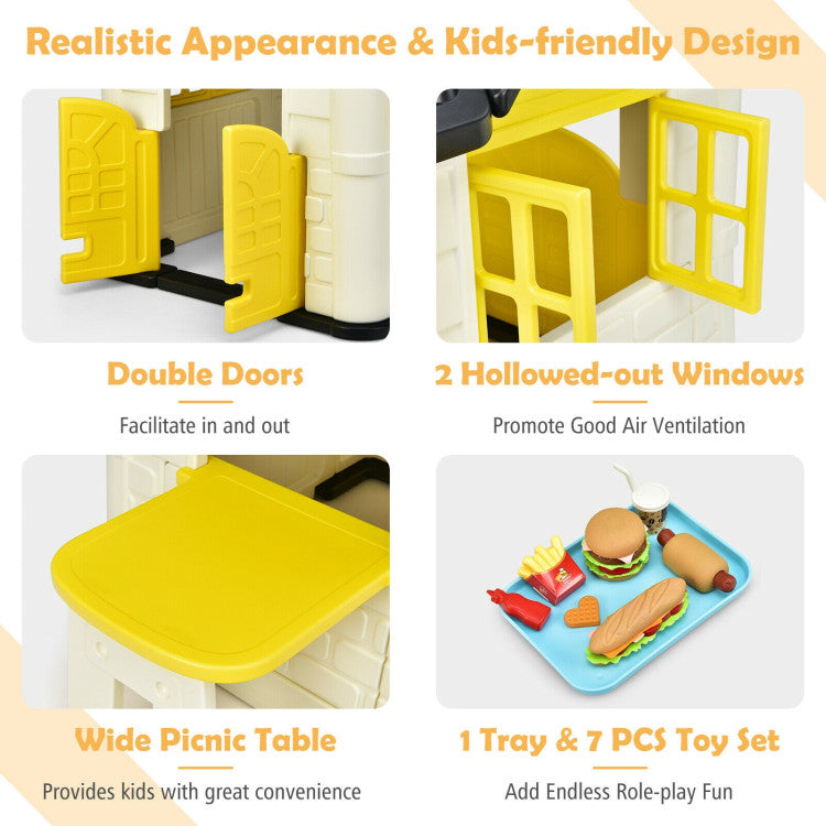 Kid’s Playhouse Toy Set Pretend Toy House with Extra Extended and Wide Slide For Boys and Girls