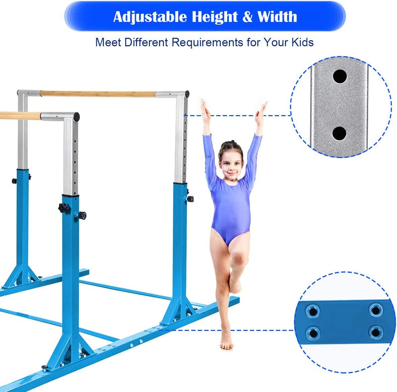 Kids Double Horizontal Bars Junior Gymnastic Training Parallel Bars with Adjustable Height and Width