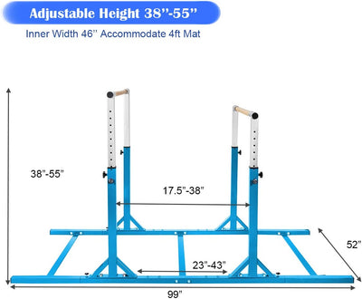 Kids Double Horizontal Bars Junior Gymnastic Training Parallel Bars with Adjustable Height and Width