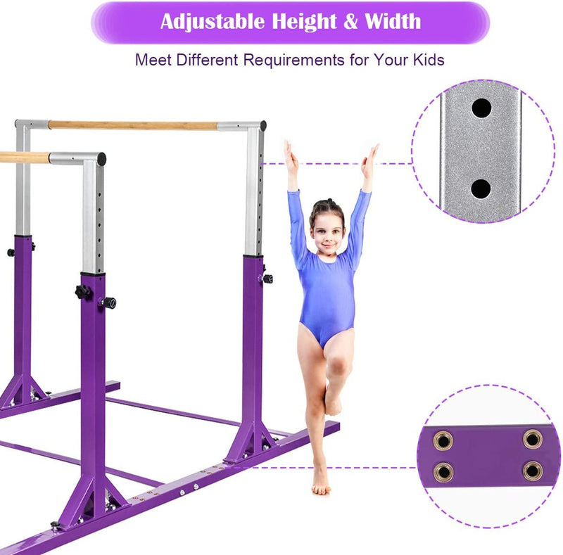 Kids Double Horizontal Bars Junior Gymnastic Training Parallel Bars with Adjustable Height and Width