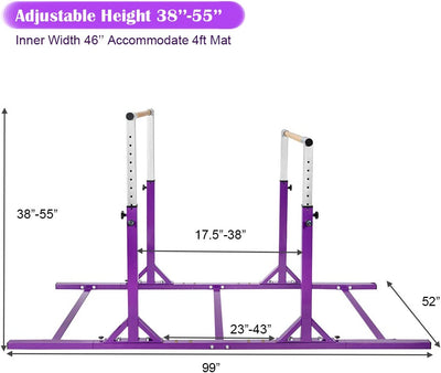 Kids Double Horizontal Bars Junior Gymnastic Training Parallel Bars with Adjustable Height and Width