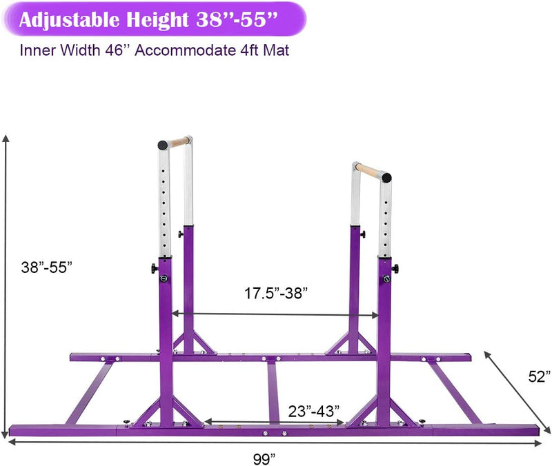 Kids Double Horizontal Bars Junior Gymnastic Training Parallel Bars with Adjustable Height and Width