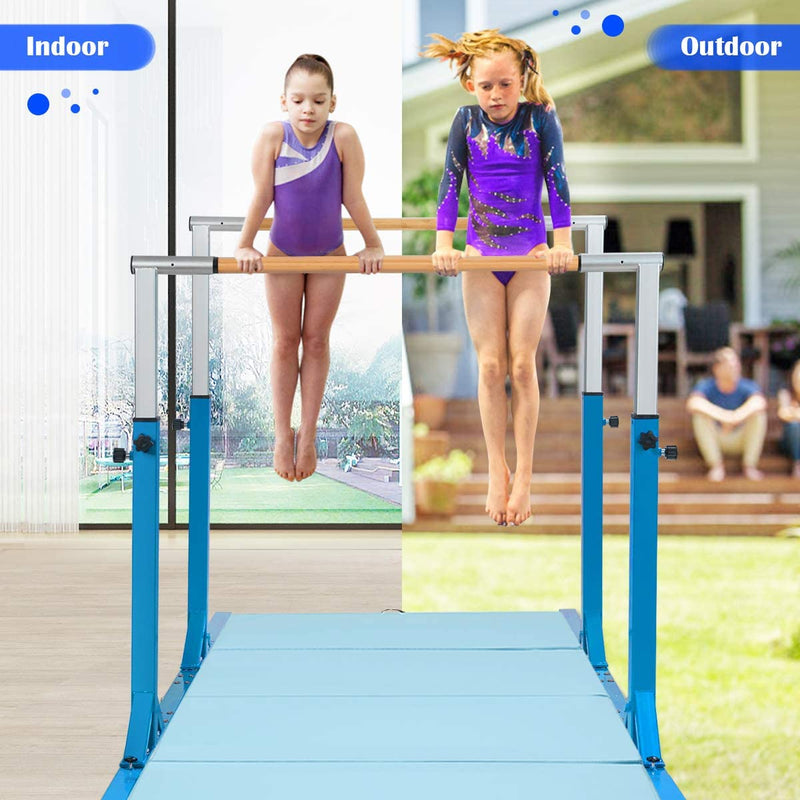 Kids Double Horizontal Bars Junior Gymnastic Training Parallel Bars with Adjustable Height and Width