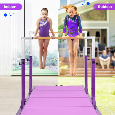 Kids Double Horizontal Bars Junior Gymnastic Training Parallel Bars with Adjustable Height and Width