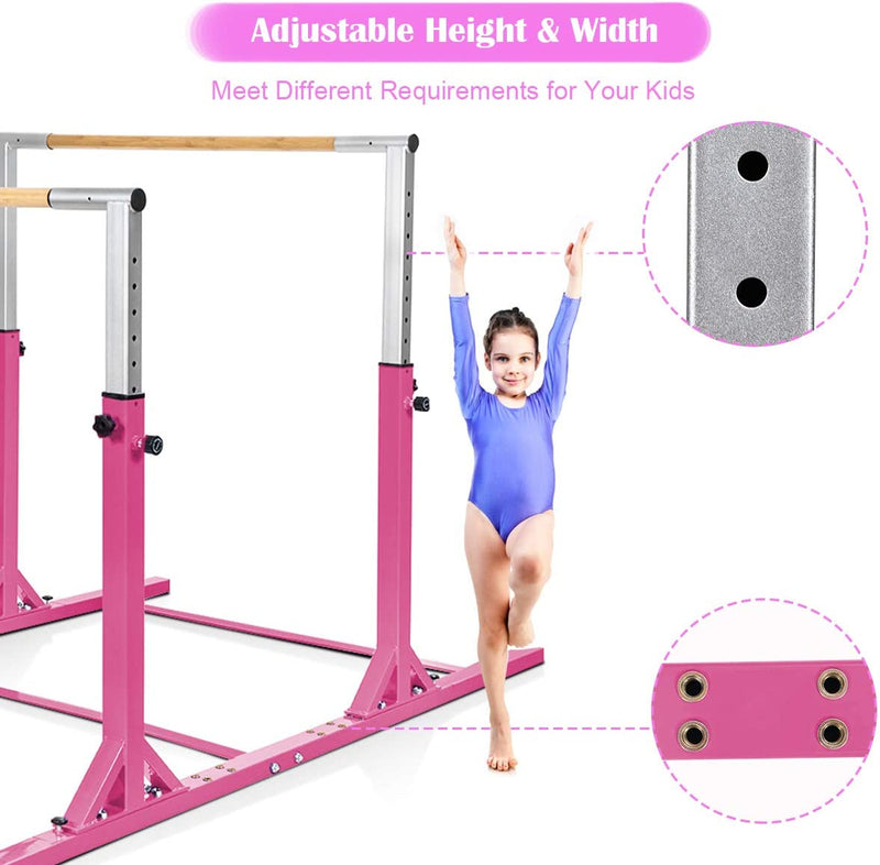 Kids Double Horizontal Bars Junior Gymnastic Training Parallel Bars with Adjustable Height and Width