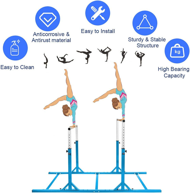 Kids Double Horizontal Bars Junior Gymnastic Training Parallel Bars with Adjustable Height and Width