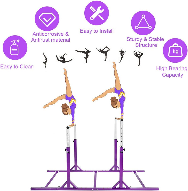 Kids Double Horizontal Bars Junior Gymnastic Training Parallel Bars with Adjustable Height and Width