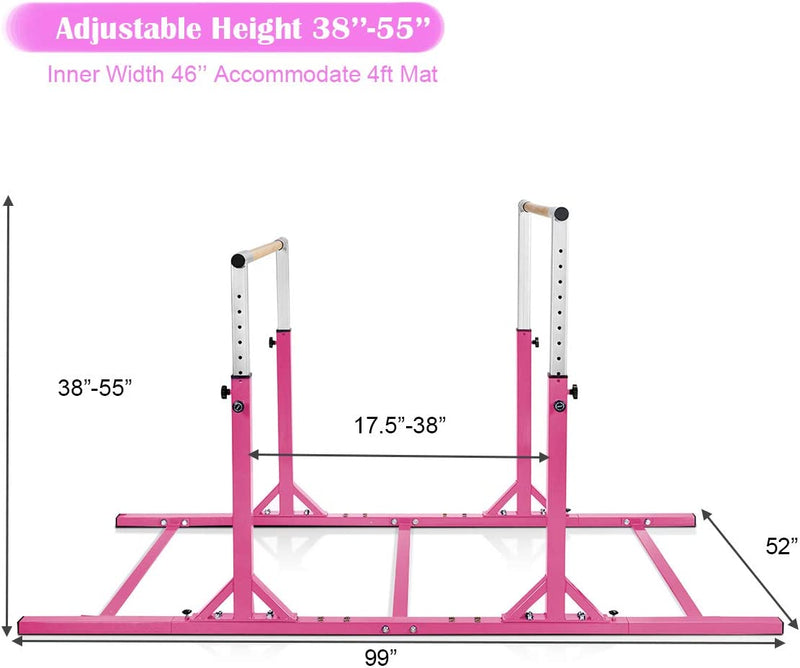 Kids Double Horizontal Bars Junior Gymnastic Training Parallel Bars with Adjustable Height and Width