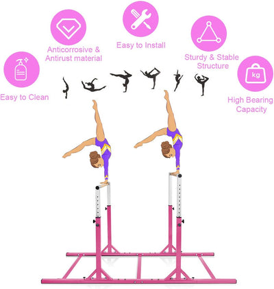 Kids Double Horizontal Bars Junior Gymnastic Training Parallel Bars with Adjustable Height and Width