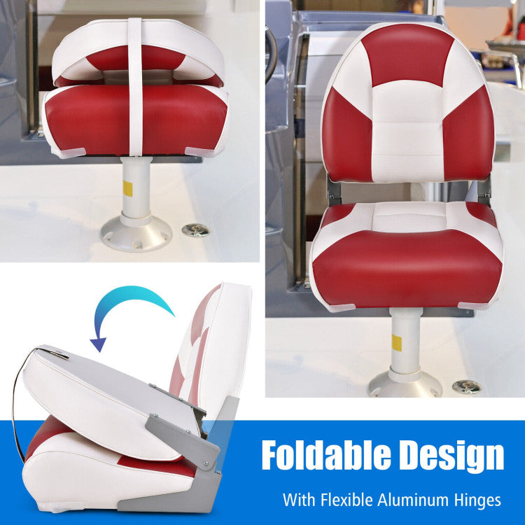 Low Back Folding Boat Seat Fishing Chair with Ultra-Thickened High-Density Sponge