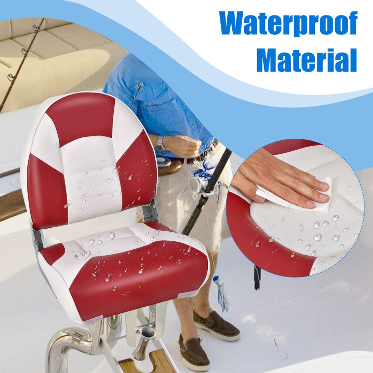 Low Back Folding Boat Seat Fishing Chair with Ultra-Thickened High-Density Sponge