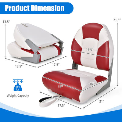 Low Back Folding Boat Seat Fishing Chair with Ultra-Thickened High-Density Sponge