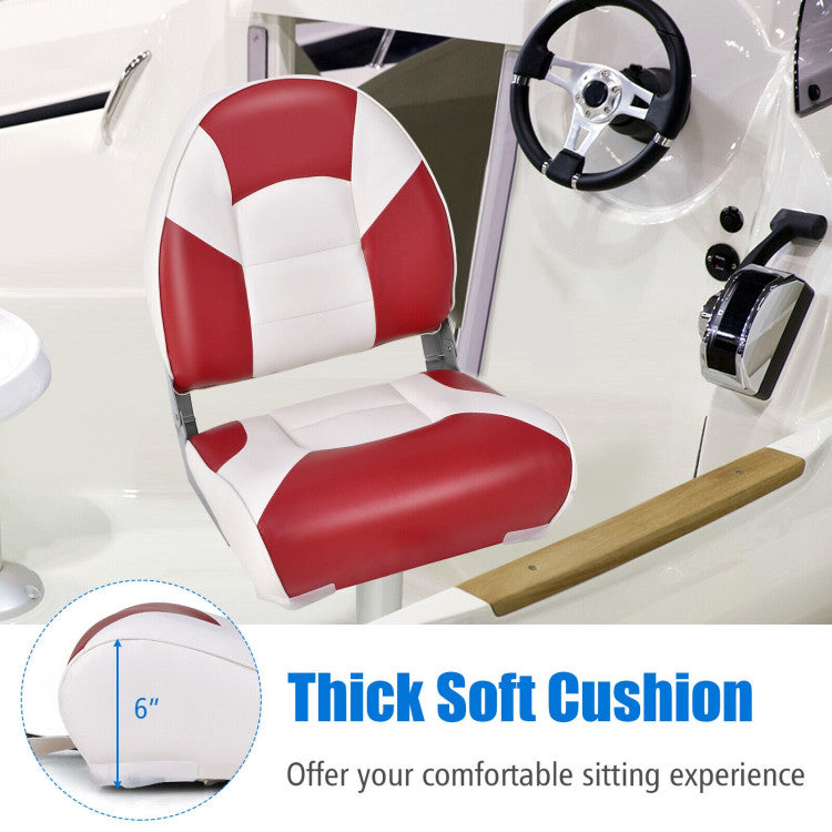 Low Back Folding Boat Seat Fishing Chair with Ultra-Thickened High-Density Sponge