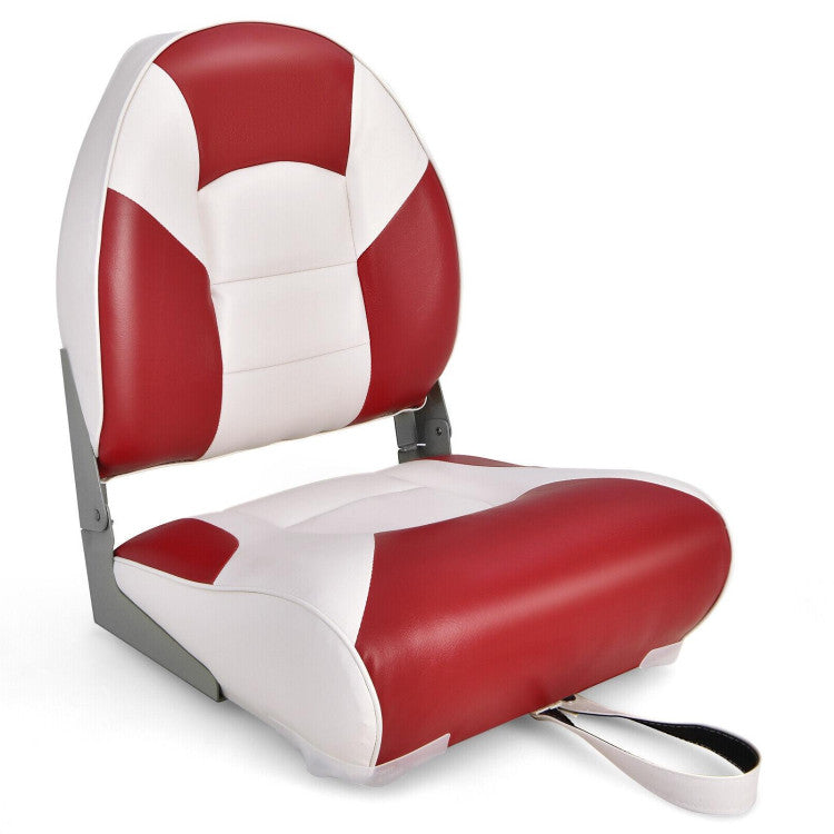 Low Back Folding Boat Seat Fishing Chair with Ultra-Thickened High-Density Sponge