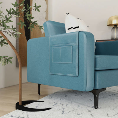 Modern Accent Armchair Single Sofa Chair with Side Storage Pocket and Cushion