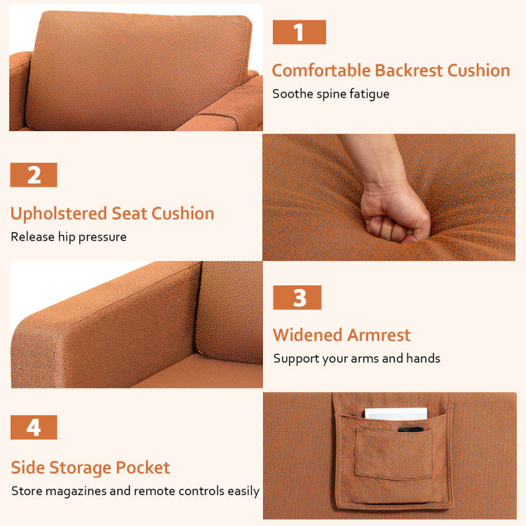 Modern Accent Armchair Single Sofa Chair with Side Storage Pocket and Cushion