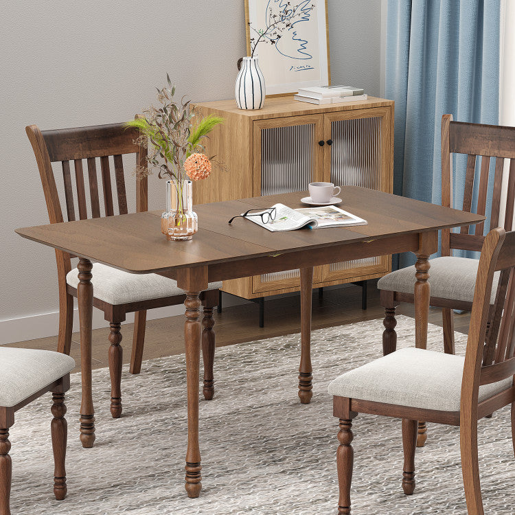 Modern Extendable Dining Table Butterfly Leaf Rectangle Tabletop with Hardwood Structure