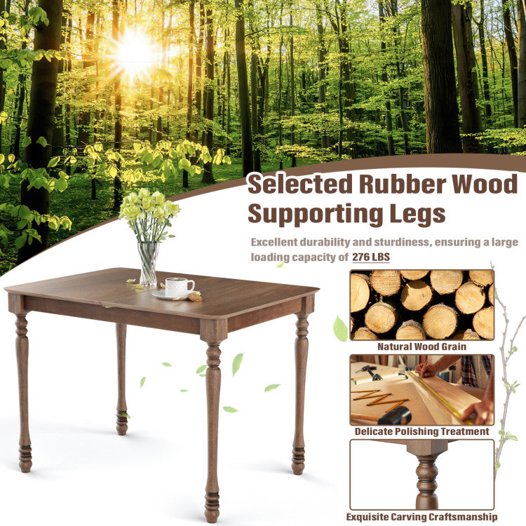 Modern Extendable Dining Table Butterfly Leaf Rectangle Tabletop with Hardwood Structure