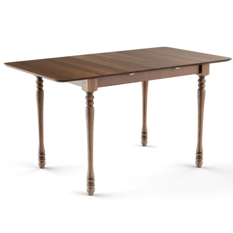 Modern Extendable Dining Table Butterfly Leaf Rectangle Tabletop with Hardwood Structure