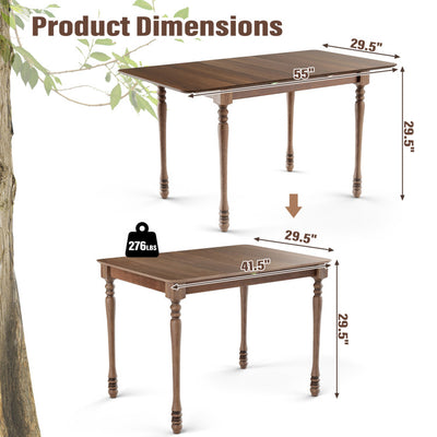 Modern Extendable Dining Table Butterfly Leaf Rectangle Tabletop with Hardwood Structure