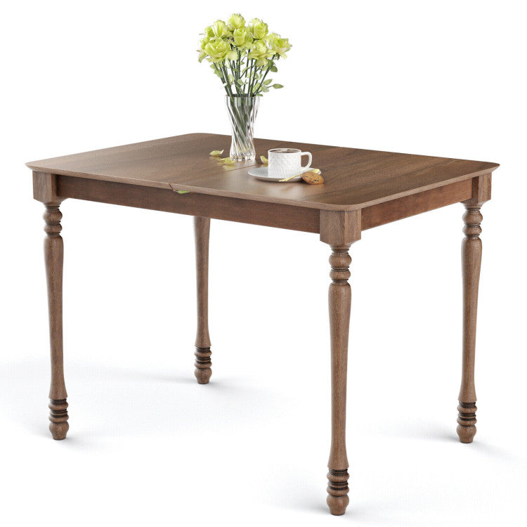 Modern Extendable Dining Table Butterfly Leaf Rectangle Tabletop with Hardwood Structure