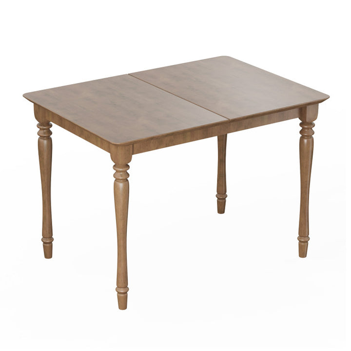Extendable Wooden Butterfly Leaf Dinette Table Rectangle Dining Tabletop with Rubber Wood Legs Mahogany Finish