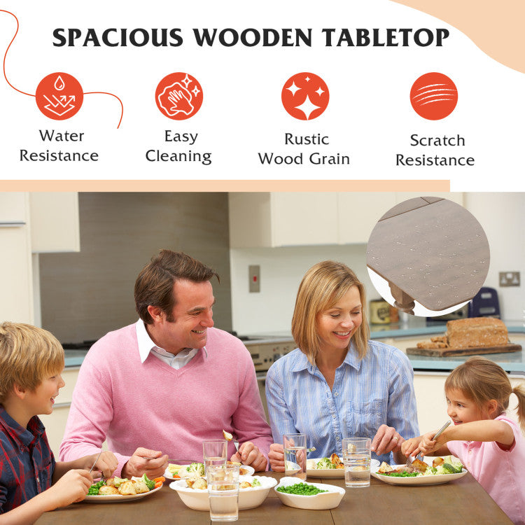 Extendable Wooden Butterfly Leaf Dinette Table Rectangle Dining Tabletop with Rubber Wood Legs Mahogany Finish
