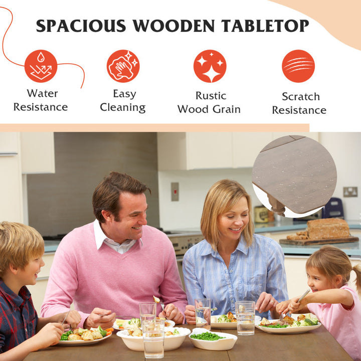 Extendable Wooden Butterfly Leaf Dinette Table Rectangle Dining Tabletop with Rubber Wood Legs Mahogany Finish