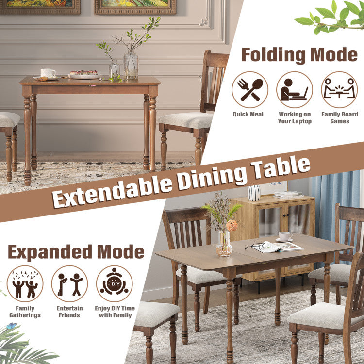 Modern Extendable Dining Table Butterfly Leaf Rectangle Tabletop with Hardwood Structure