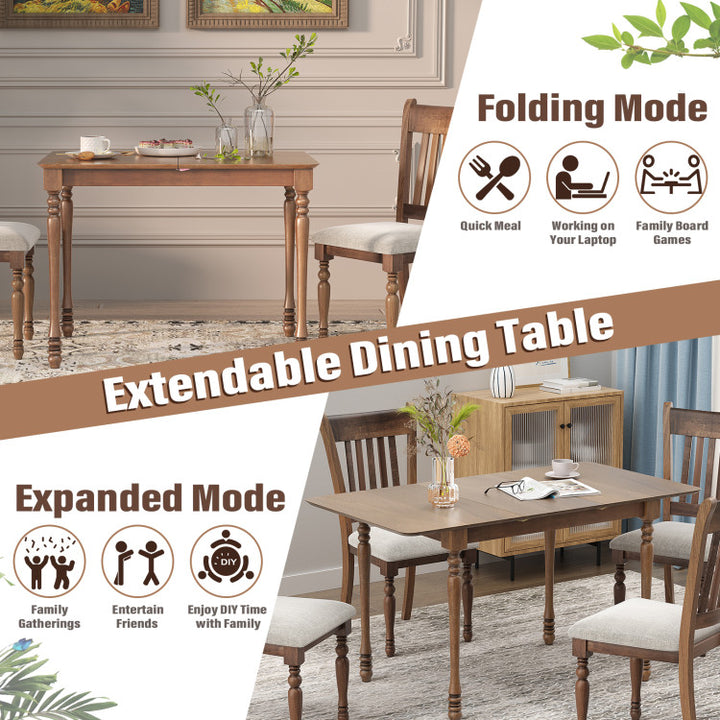 Modern Extendable Dining Table Butterfly Leaf Rectangle Tabletop with Hardwood Structure