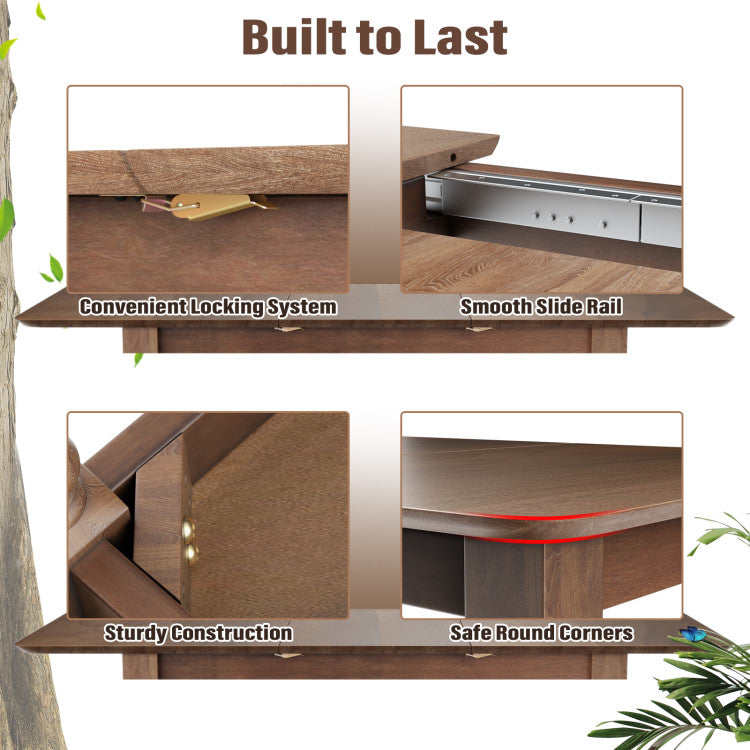 Modern Extendable Dining Table Butterfly Leaf Rectangle Tabletop with Hardwood Structure