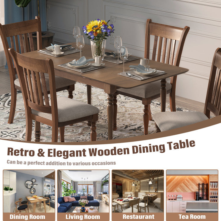 Modern Extendable Dining Table Butterfly Leaf Rectangle Tabletop with Hardwood Structure