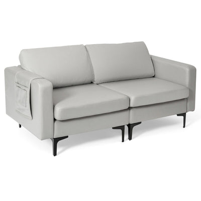 Modern Loveseat Sofa Couch with Cushion and Side Storage Pocket