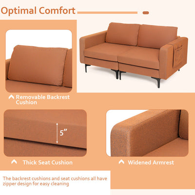 Modern Loveseat Sofa Couch with Cushion and Side Storage Pocket