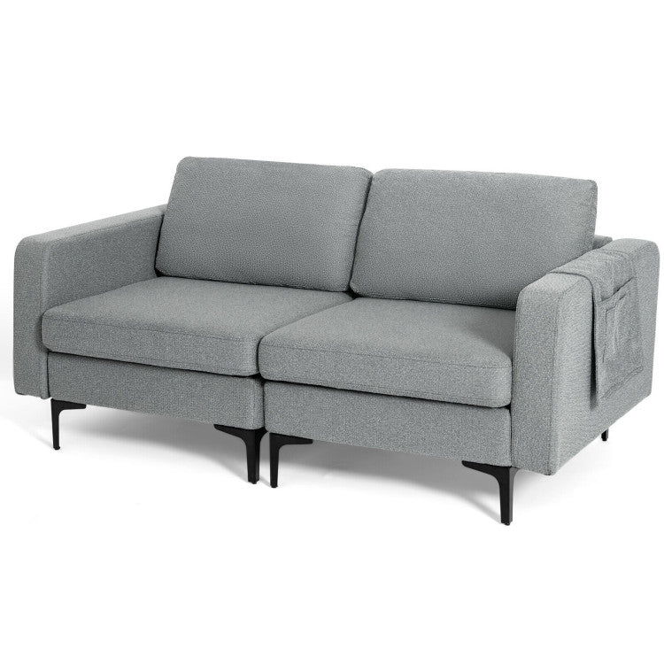 Modern Loveseat Sofa Couch with Cushion and Side Storage Pocket