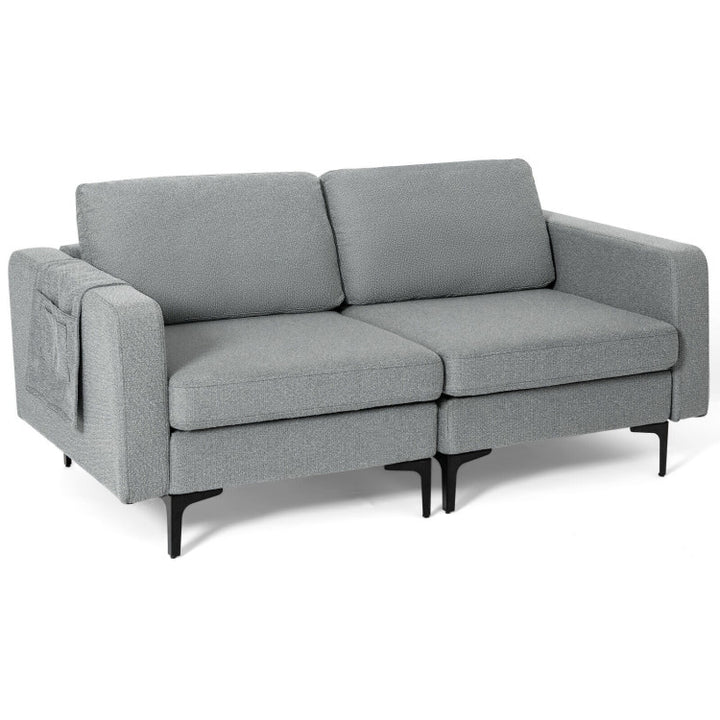 Modern Loveseat Sofa Couch with Cushion and Side Storage Pocket