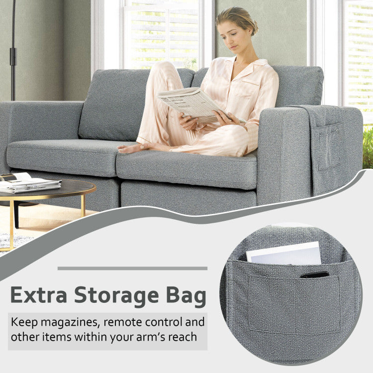 Modern Loveseat Sofa Couch with Cushion and Side Storage Pocket