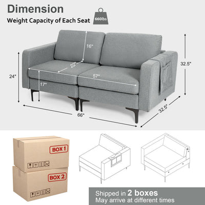 Modern Loveseat Sofa Couch with Cushion and Side Storage Pocket