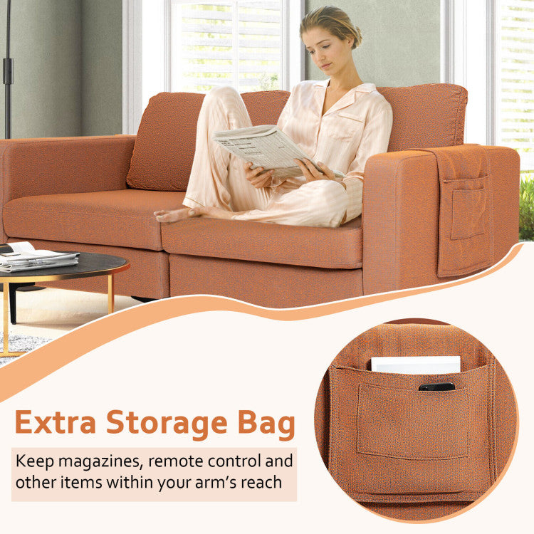 Modern Loveseat Sofa Couch with Cushion and Side Storage Pocket