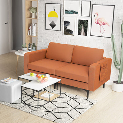 Modern Loveseat Sofa Couch with Cushion and Side Storage Pocket