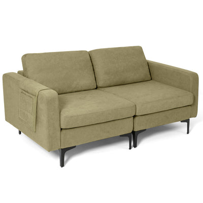 Modern Loveseat Sofa Couch with Cushion and Side Storage Pocket